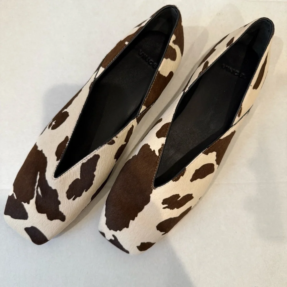 Vince Carmen Haircalf Flats | Cow Print | Size 6 | NWOB